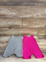 Shein 2pk Ribbed Tank Shortie Romper Pink sz 12-18m