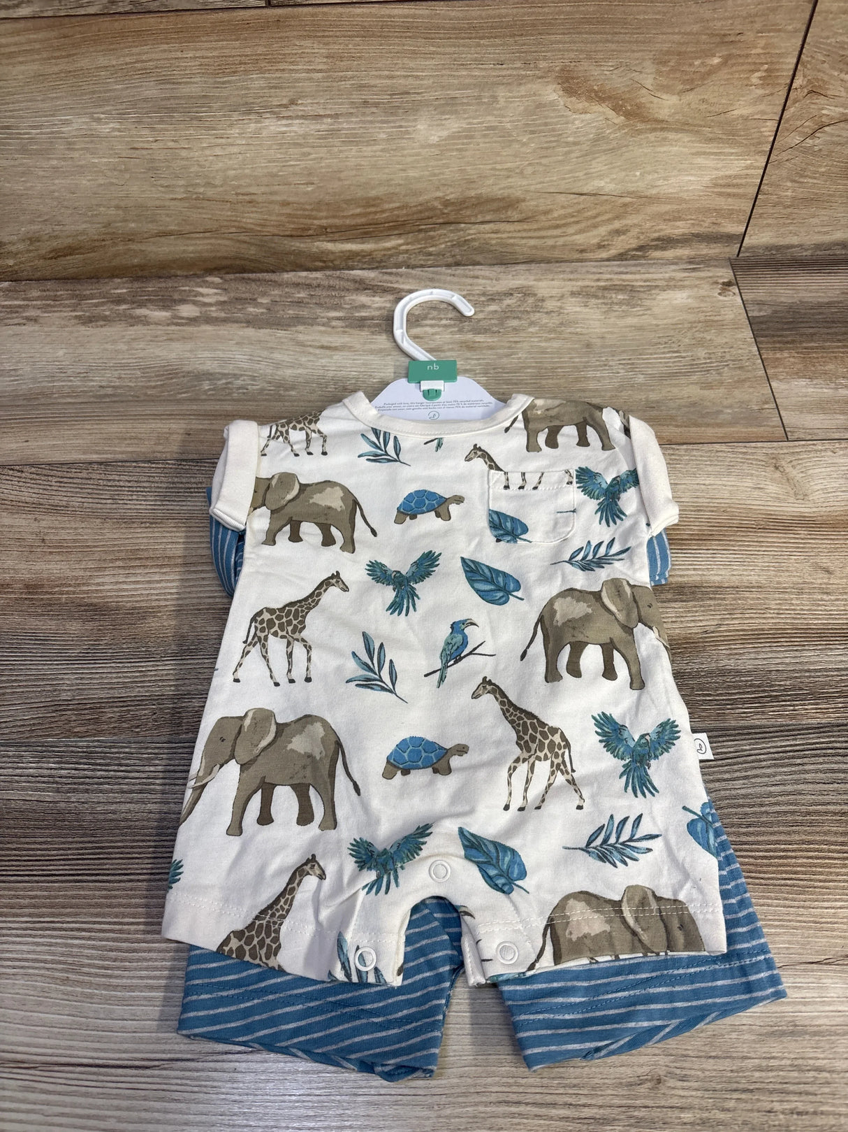 NEW Little Planet 2pk Organic Rompers in Blue & Safari sz Newborn