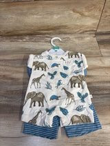 NEW Little Planet 2pk Organic Rompers in Blue & Safari sz Newborn
