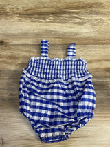Cat & Jack Gingham Bubble Romper Blue sz 0-3m