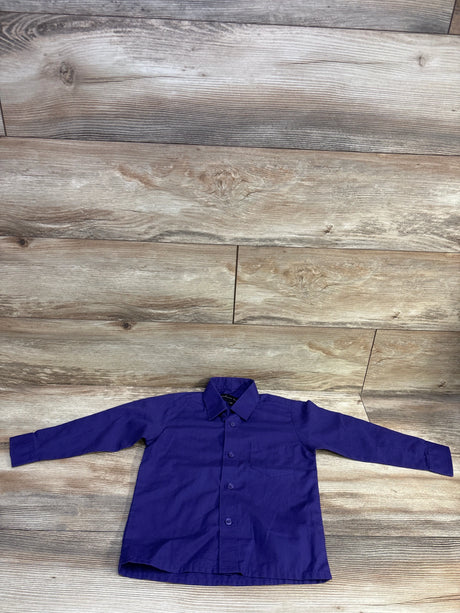 Johnnie Lene purple long sleeve button-up dress shirt for toddlers on a wood background