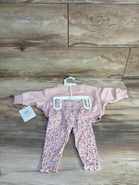 Pink baby sweater and floral print leggings set on hanger, Cloud Island brand, kids clothing