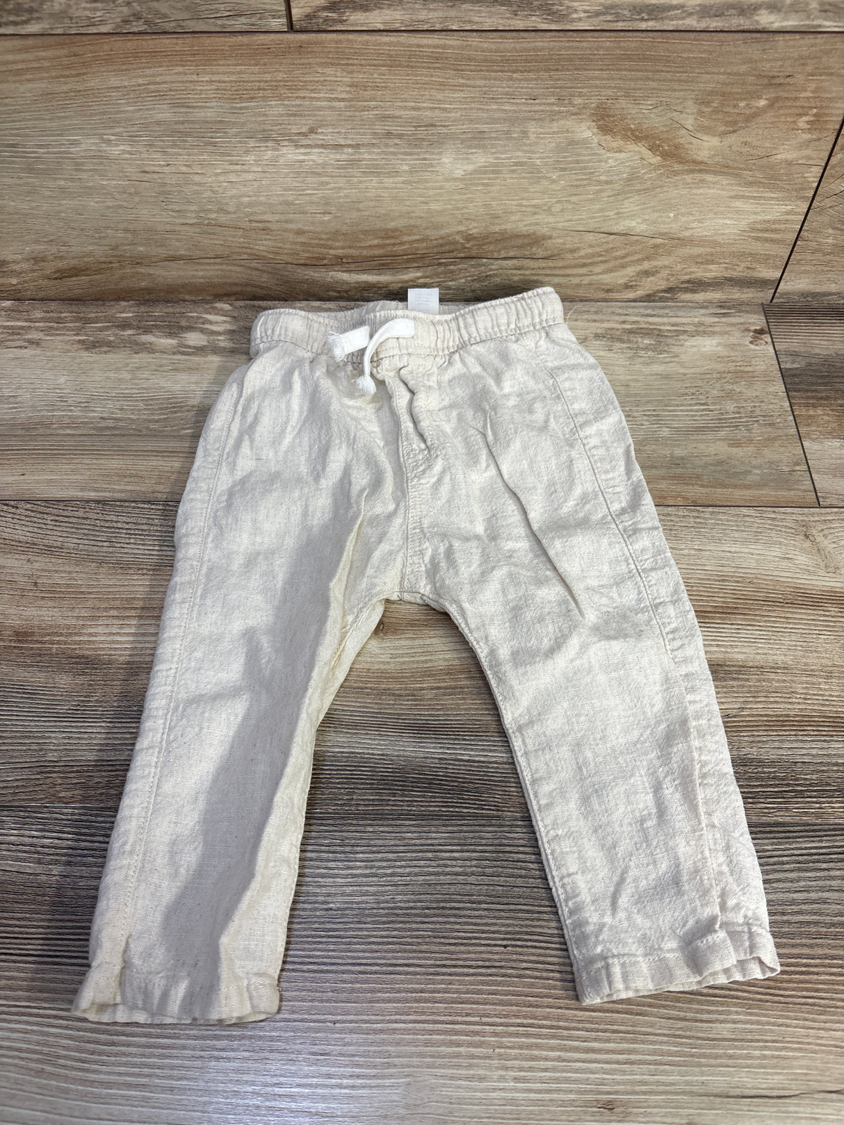 H&M Linen-Blend Drawstring Pants Cream sz 12m