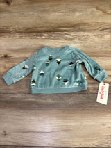 NEW Cat & Jack Tree Print Velour Sweatshirt Teal sz 0-3m