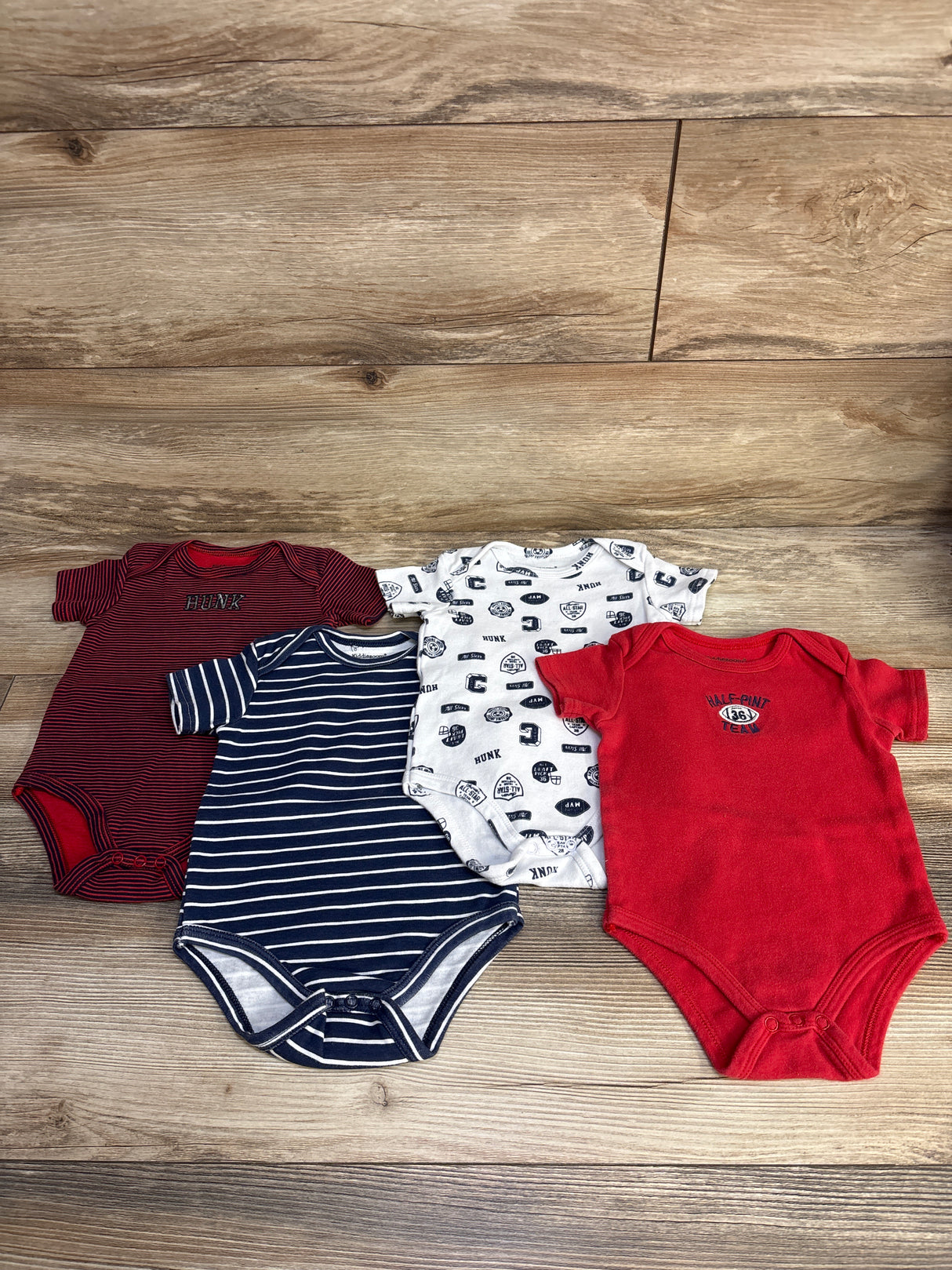 Kiddiezoom 4pk Striped Bodysuits Red & Blue sz 9m