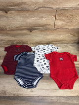 Kiddiezoom 4pk Striped Bodysuits Red & Blue sz 9m