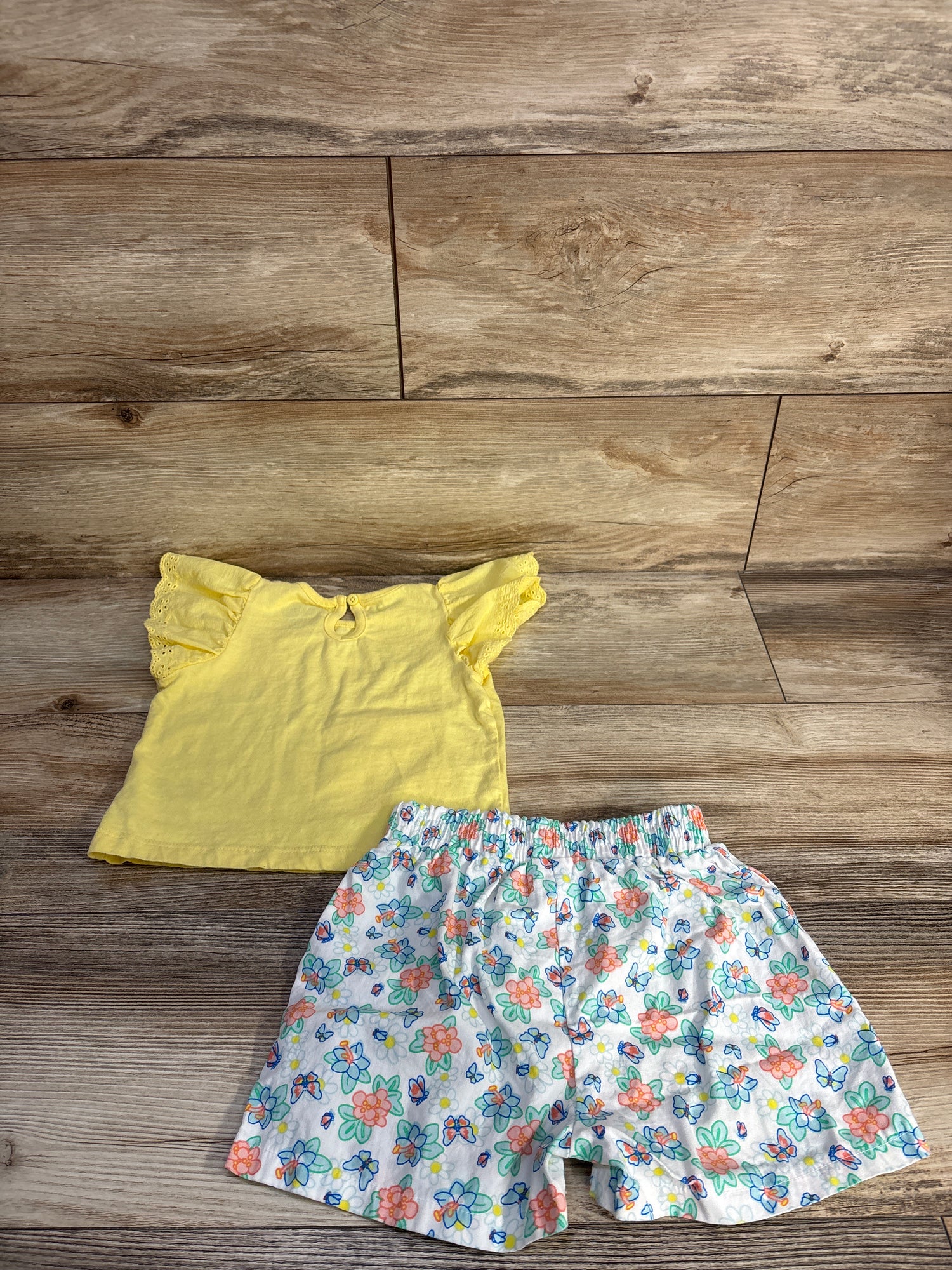 Bluey 2pc Ruffle Floral Short & Shorts Set Yellow sz 2T
