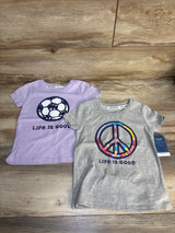NEW Life Is Good 2pk Short Sleeve Shirts Grey sz 5/6T