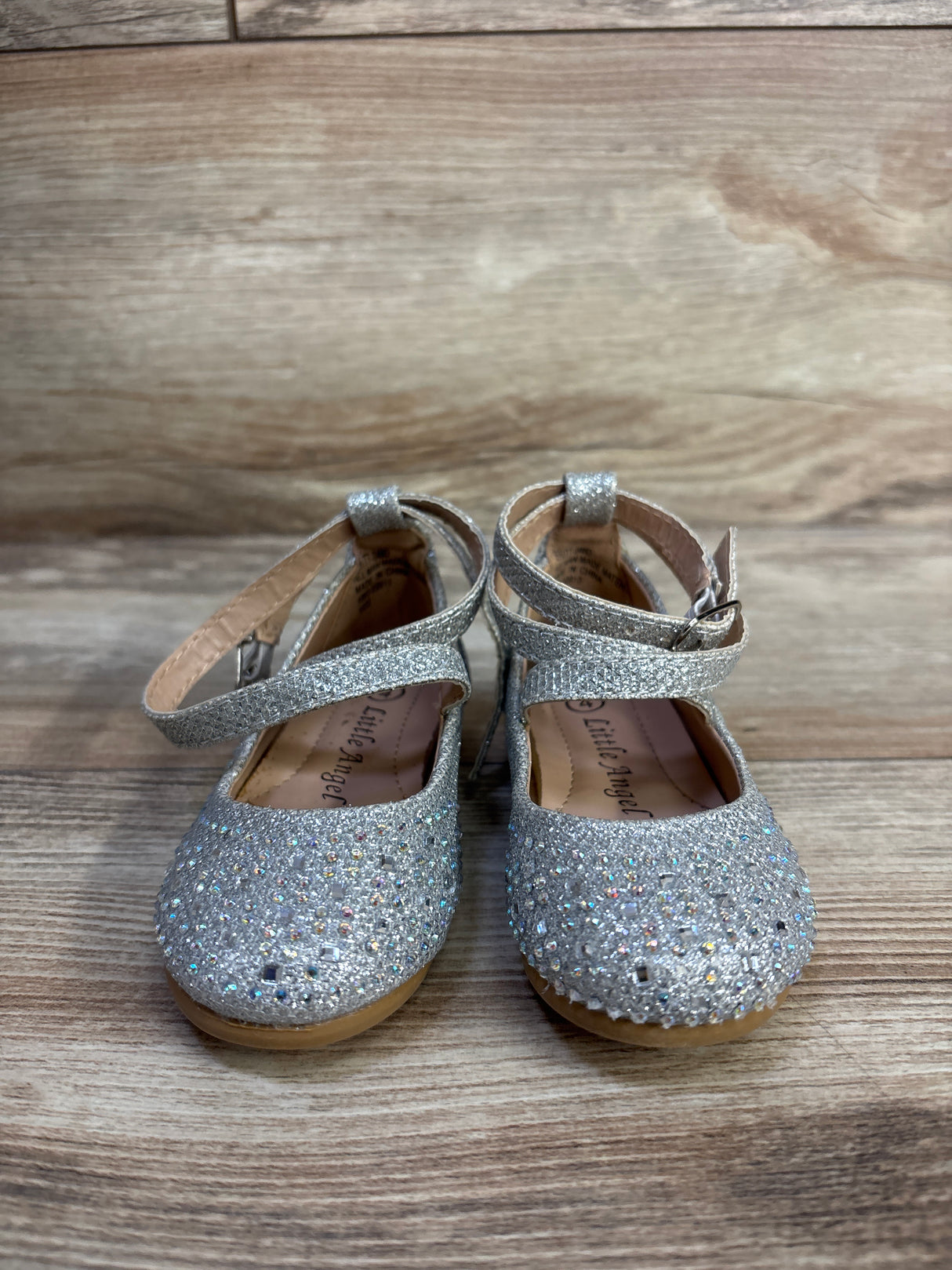 Little Angel Bedazzled Flats Silver sz 4c