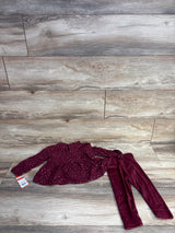 NEW Cat & Jack 2pc Set Peplum Shirt and Velour Pants Maroon sz 18m