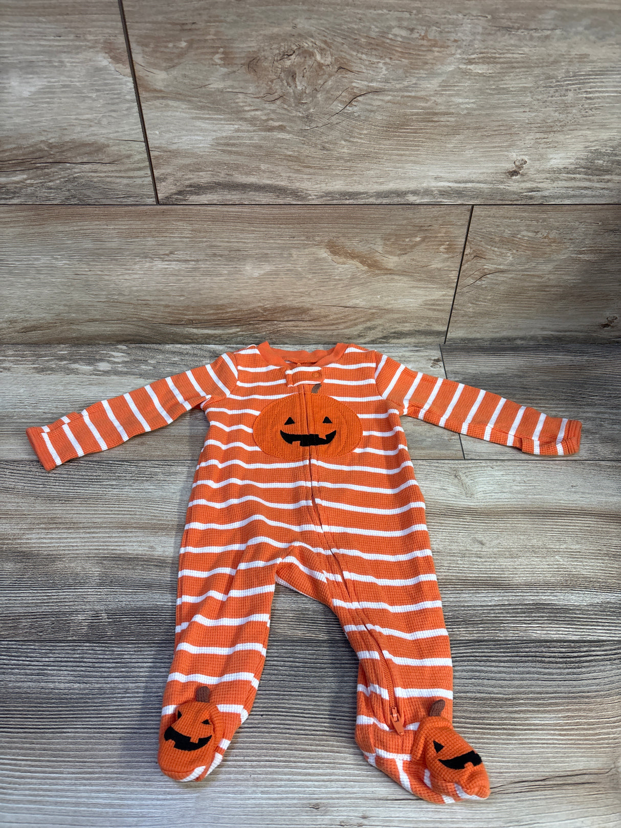 Just One You Pumpkin Waffle Knit Sleeper Orange sz 3m