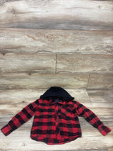 Nomad Hooded Button-Up Buffalo Plaid Flannel Shirt Red sz 4T
