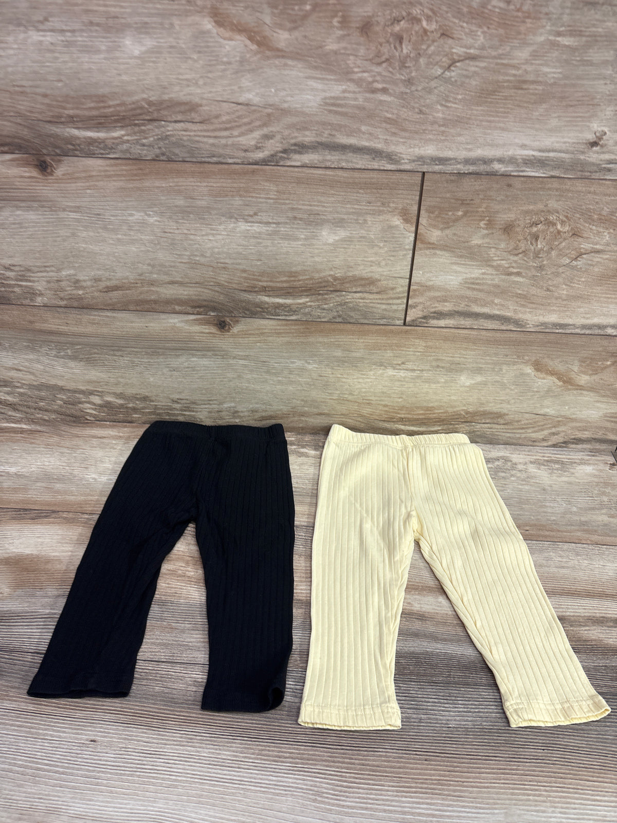 Ribbed 2pk Leggings Black/Yellow sz 12-18m