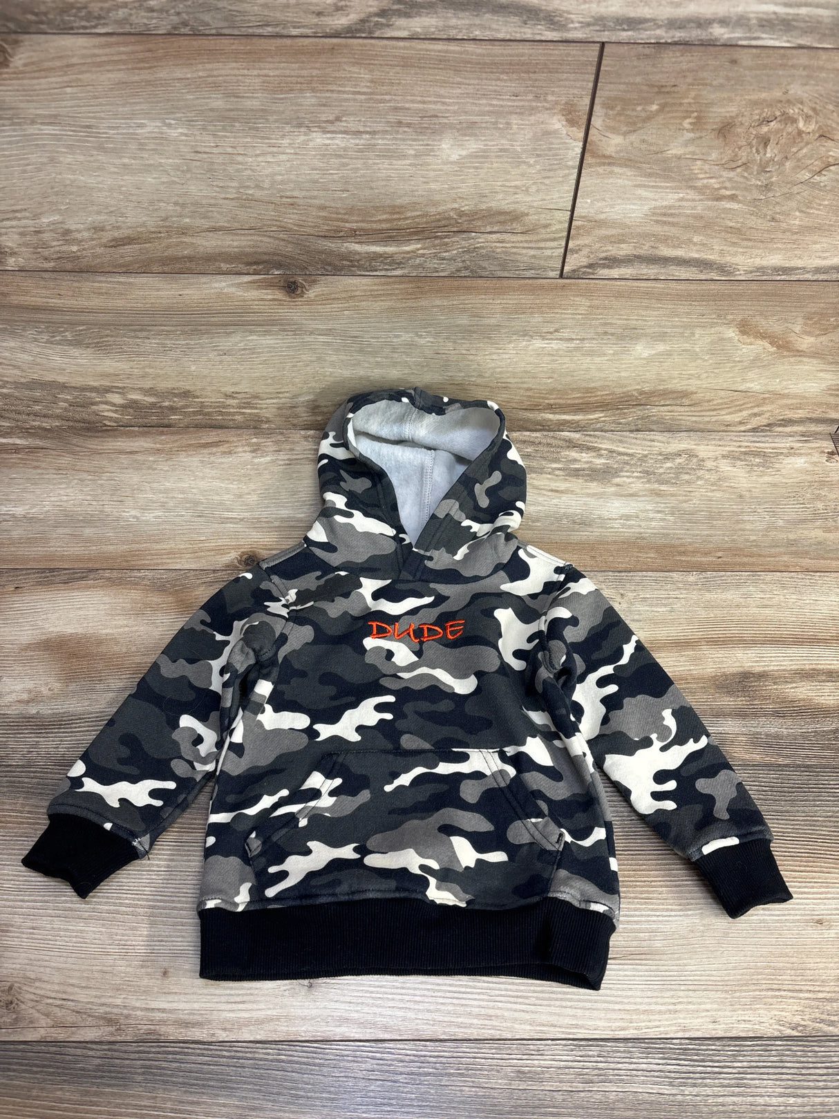 Kids Headquarters Camo Print Dude Hooded Pull Over Black sz 24m