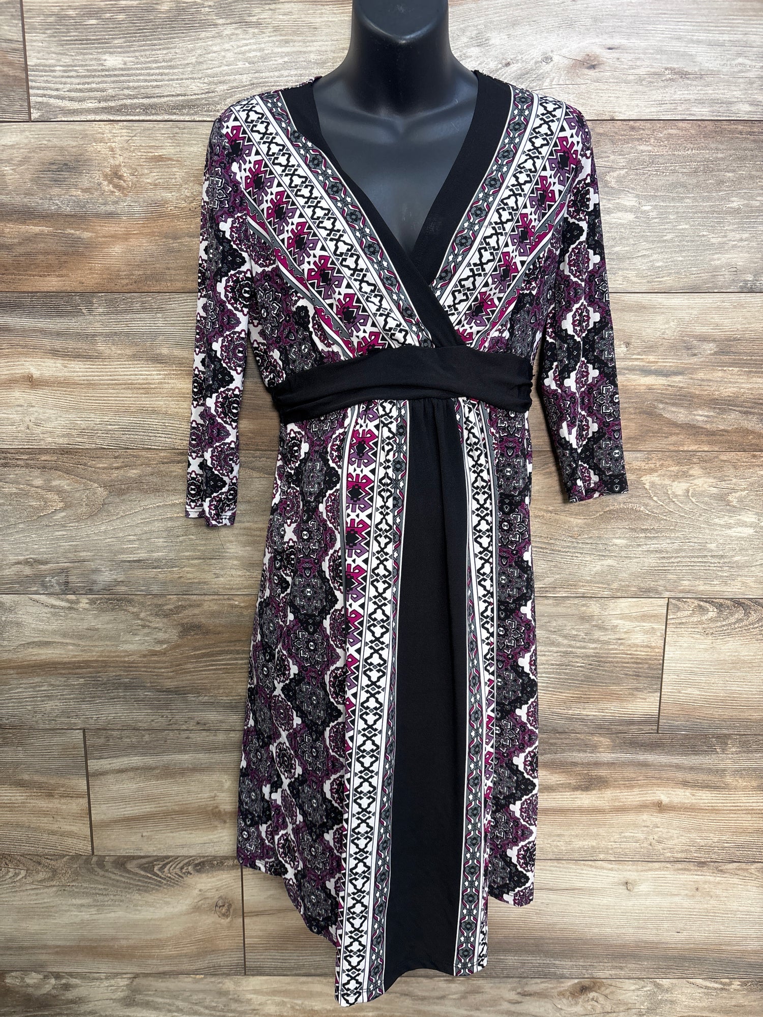 Motherhood Maternity Geometric Long Sleeve Dress Purple sz Small