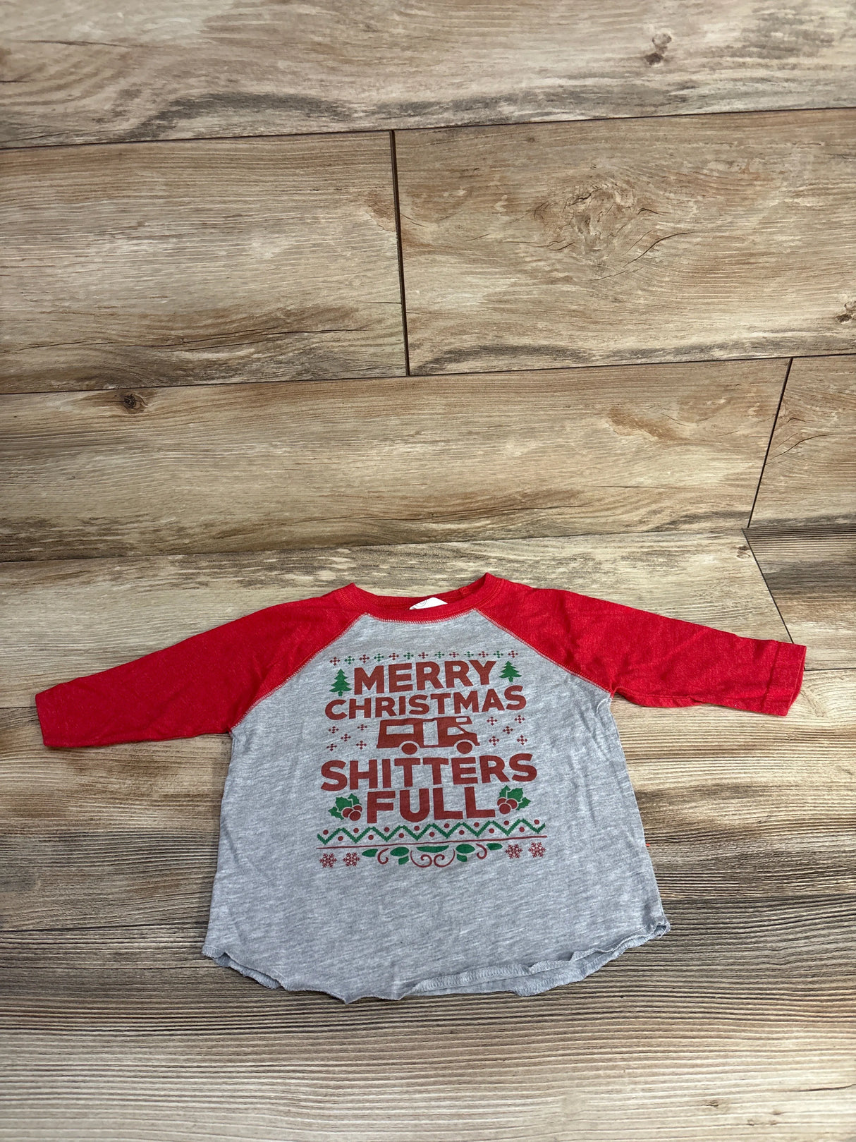 Rabbit Skins Merry Christmas Shitters Full Shirt Red sz 2T