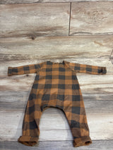 Mudpie Buffalo Plaid Coverall Brown sz 6-9m