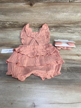 NEW Emily and Oliver 2pc Romper & Headband Pink sz 18m