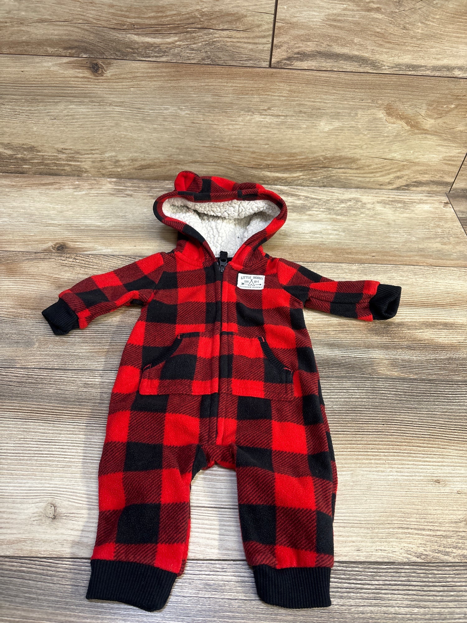 Carter's Buffalo Plaid Blanket Hooded Coverall Red sz Newborn