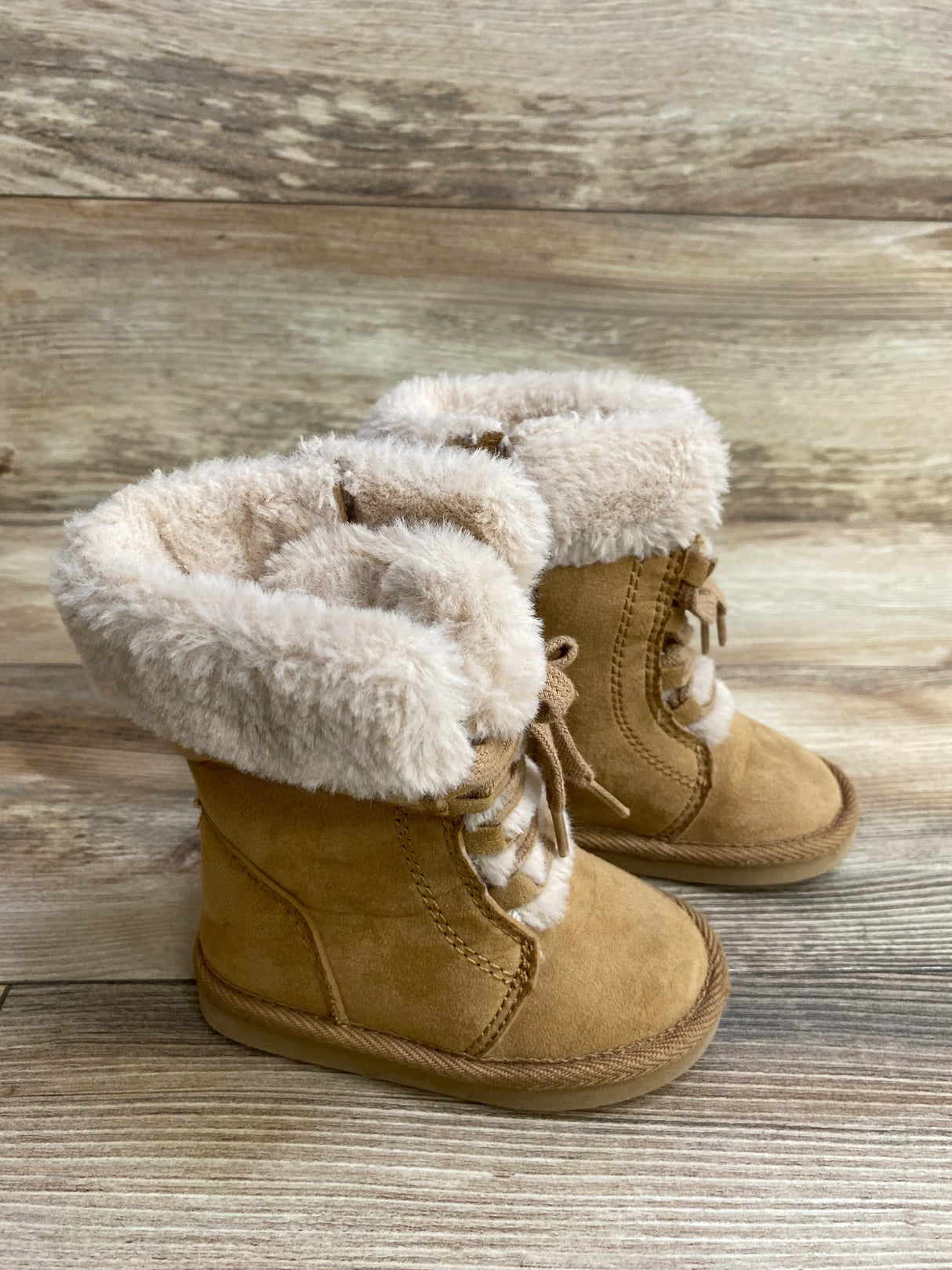 Old Navy Faux-Suede Lace-Up Boots Tan sz 6c