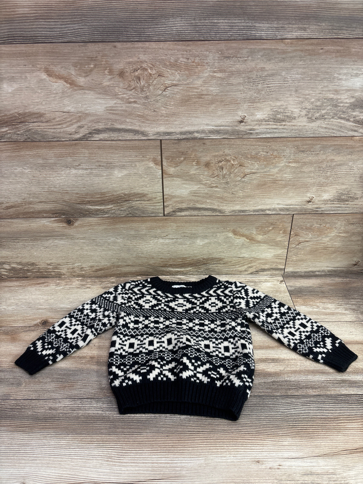 H&M Jacquard-Knit Nordic Sweater Black sz 3/4T