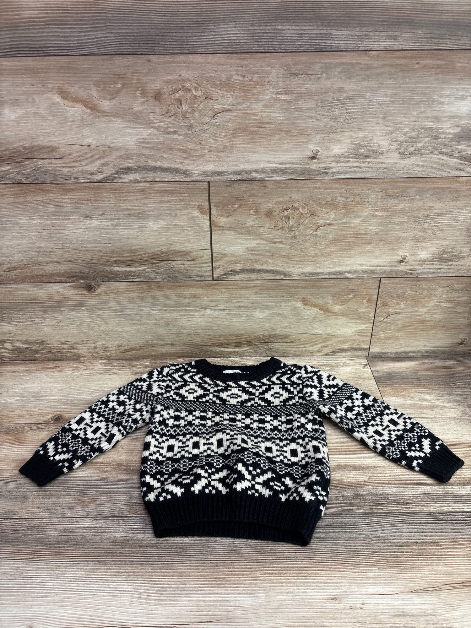 H&M Jacquard-Knit Nordic Sweater Black sz 3/4T