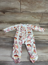 Rainbow Print Ruffle Snap Sleeper Ivory sz 6-12m