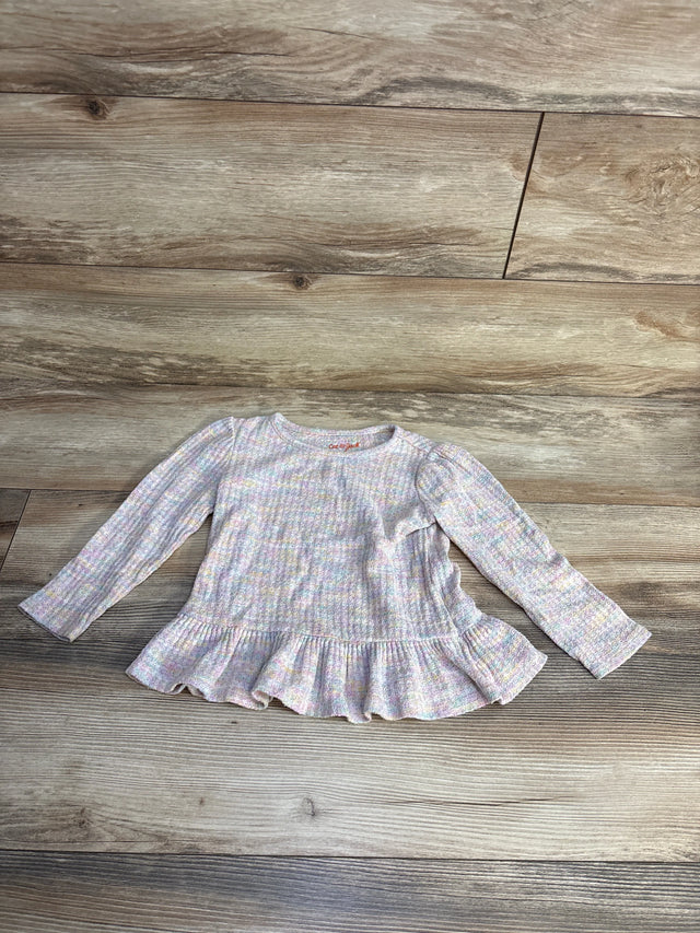 Cat & Jack Waffle Knit Peplum Shirt Pink sz 4T - Me n Mommy To Be