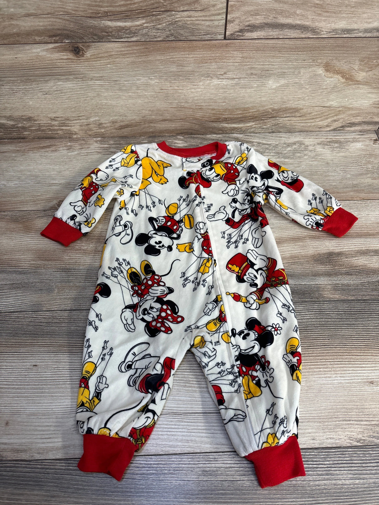 Disney Velour Mickey Mouse Macy's Balloon Sleeper Cream sz 12m