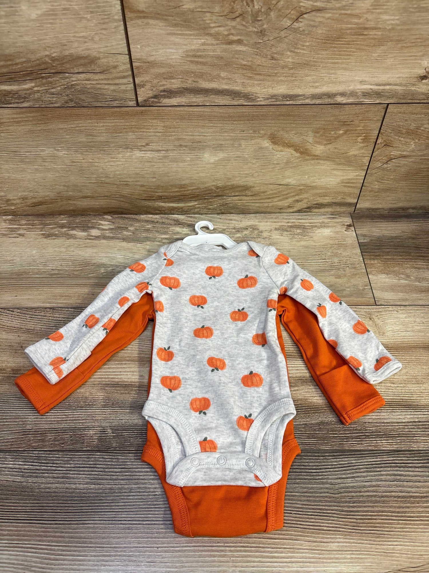 NEW Just One You 2pk My Frist Halloween Bodysuits Orange/Grey sz Newborn