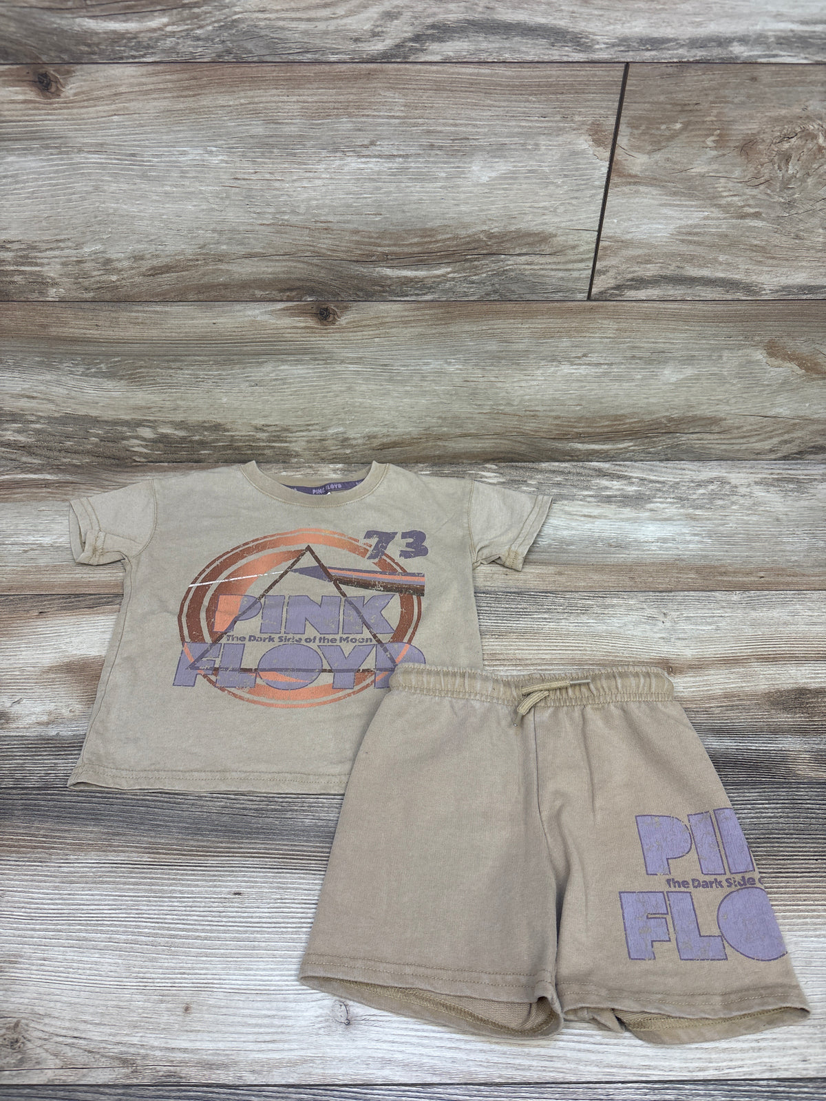 Pink Floyd 2pc Shirt & Shorts Set Beige sz 2T