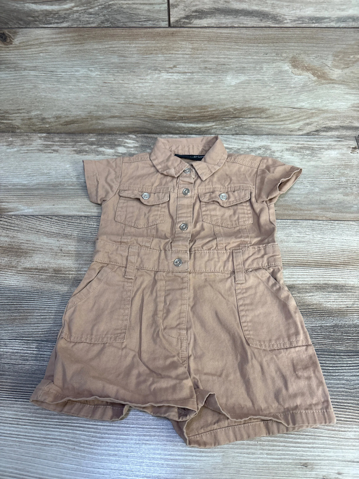 Pink Velvet Utility Romper Tan sz 2T
