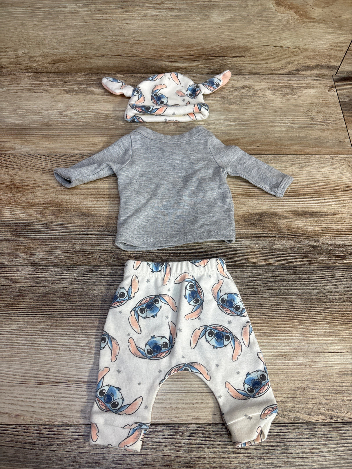Disney Baby 3pc Stitch Shirt & Pants Set Grey sz Preemie