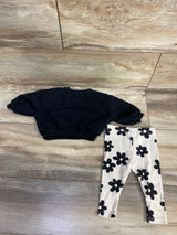 Cat & Jack 2pc Sweatshirt & Ribbed Leggings Set Black sz 0-3m