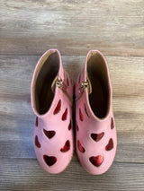 Janie & Jack Metallic Heart Boots Candy Pink Heart sz 8c