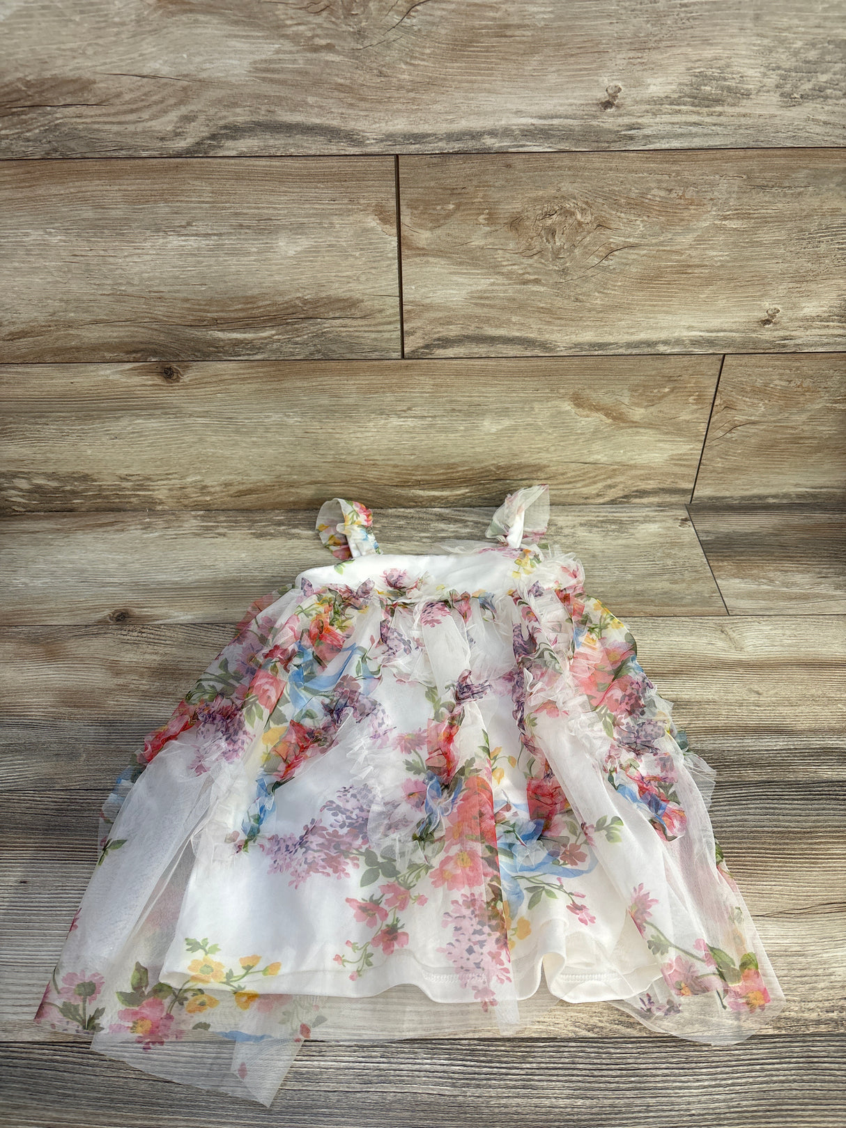 Ava & Yelly Ruffle Trapeze Party Dress Ivory sz 4T