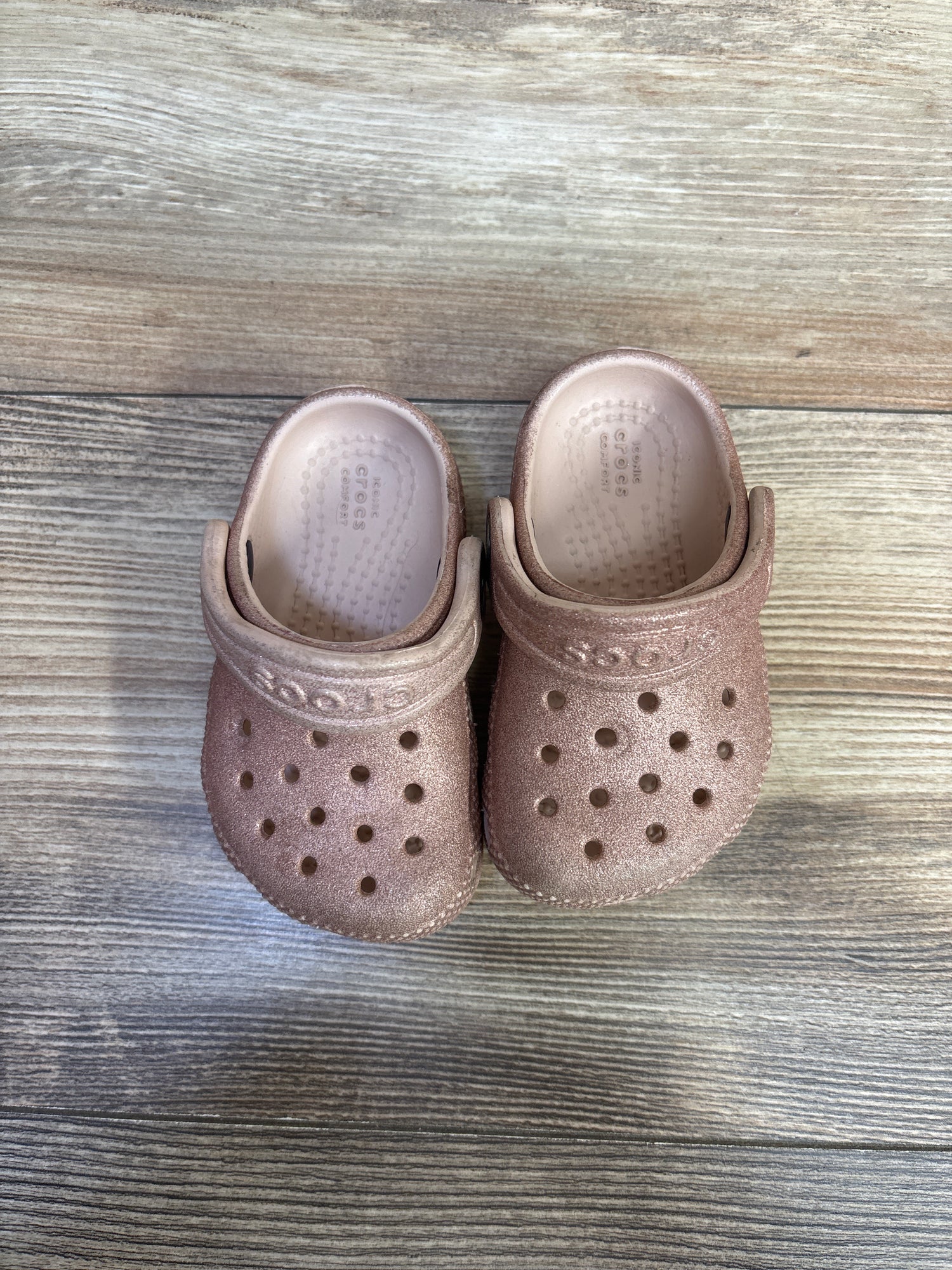 Crocs Classic Clogs Glittery Dusty Pink sz 4c