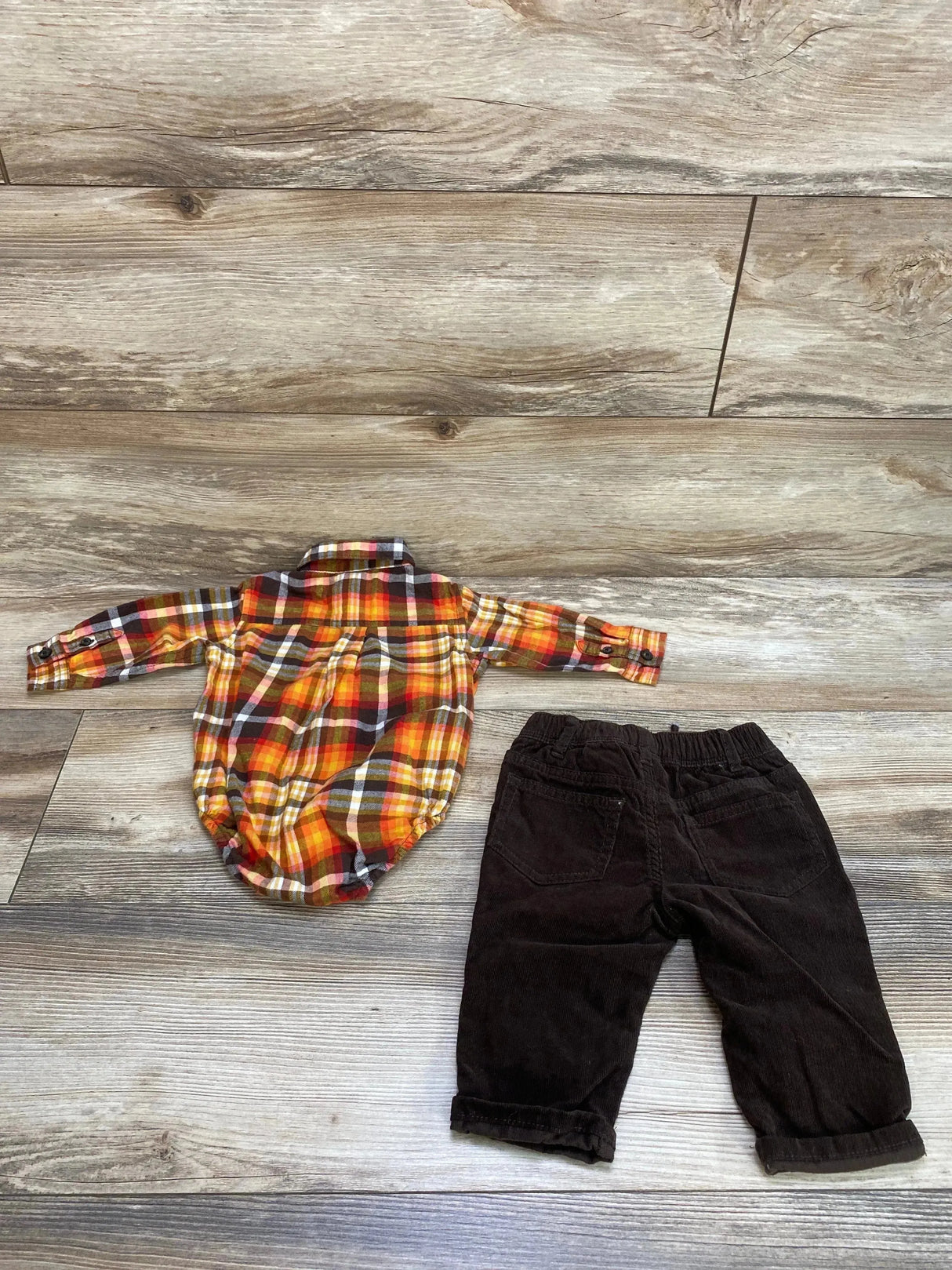 Gymboree 2pc Plaid Bodysuit & Pants Orange sz 3-6m