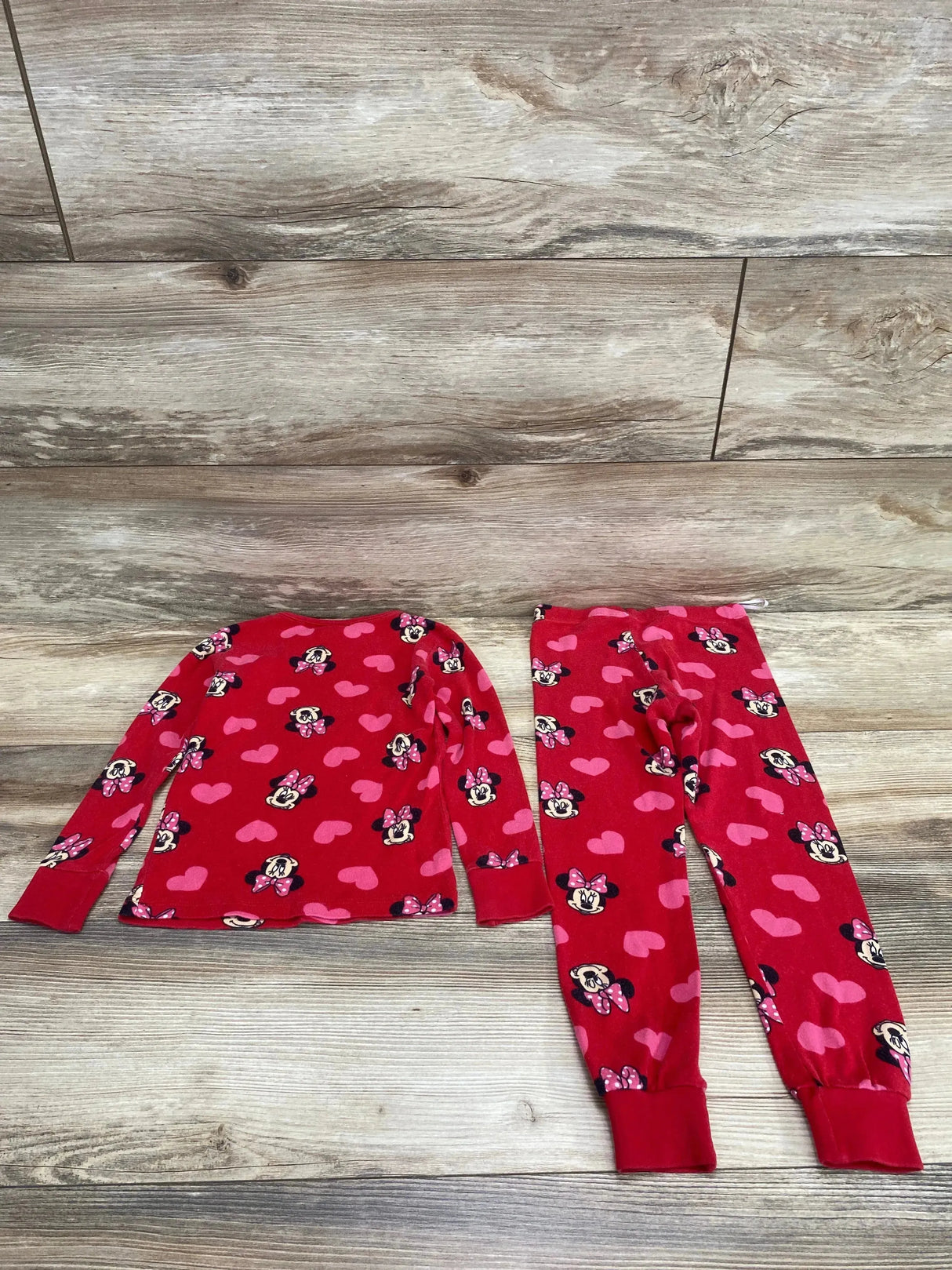 H&M Disney 2pc Minnie Mouse Hearts Pajama Set Red sz 5T