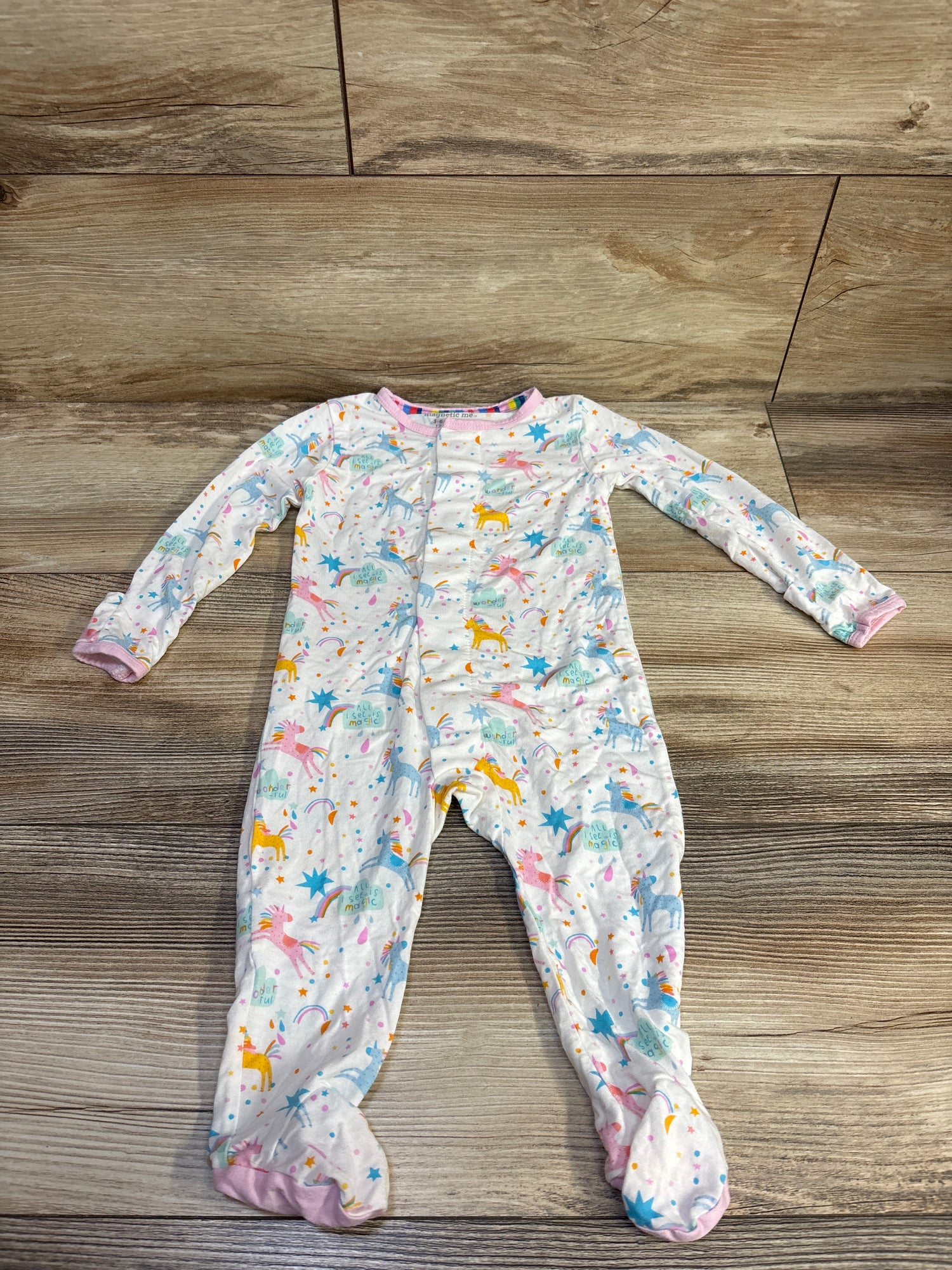 Magnetic Me Modal 'Magic Glitter Sparkle' Footie White sz 3-6m