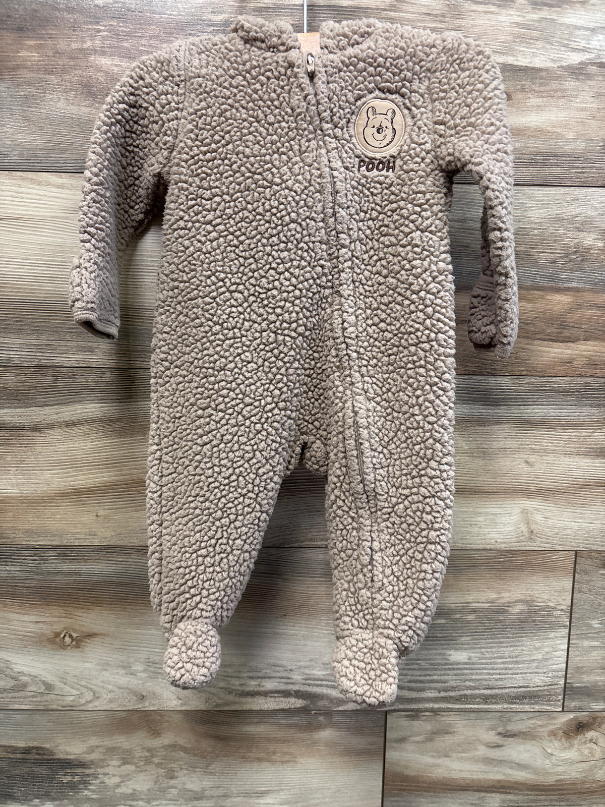 Disney Baby Winnie The Pooh Sherpa Hooded Coverall Brown sz 3-6m