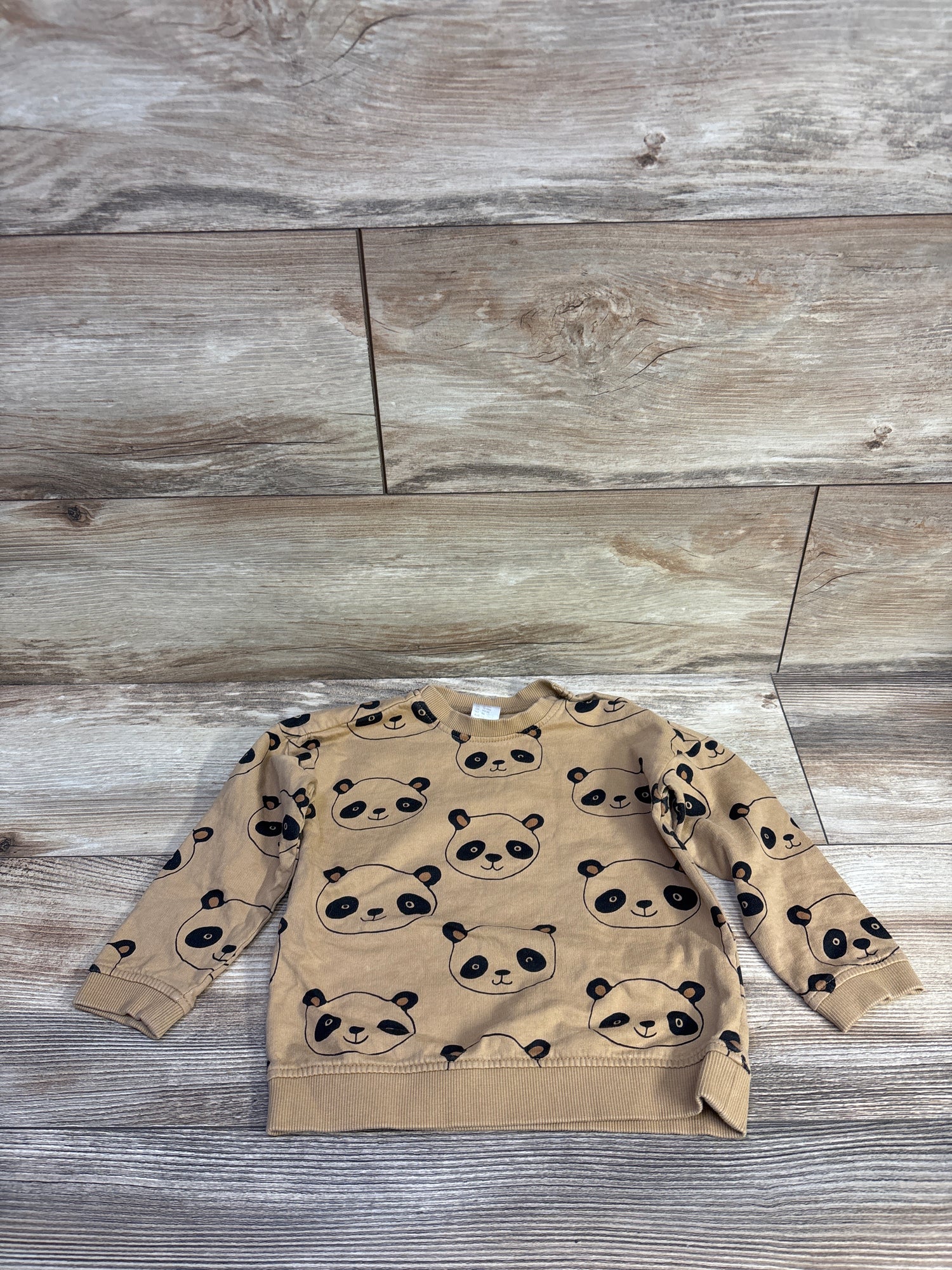 H&M Pullover Panda Print Sweatshirt Brown sz 12-18m