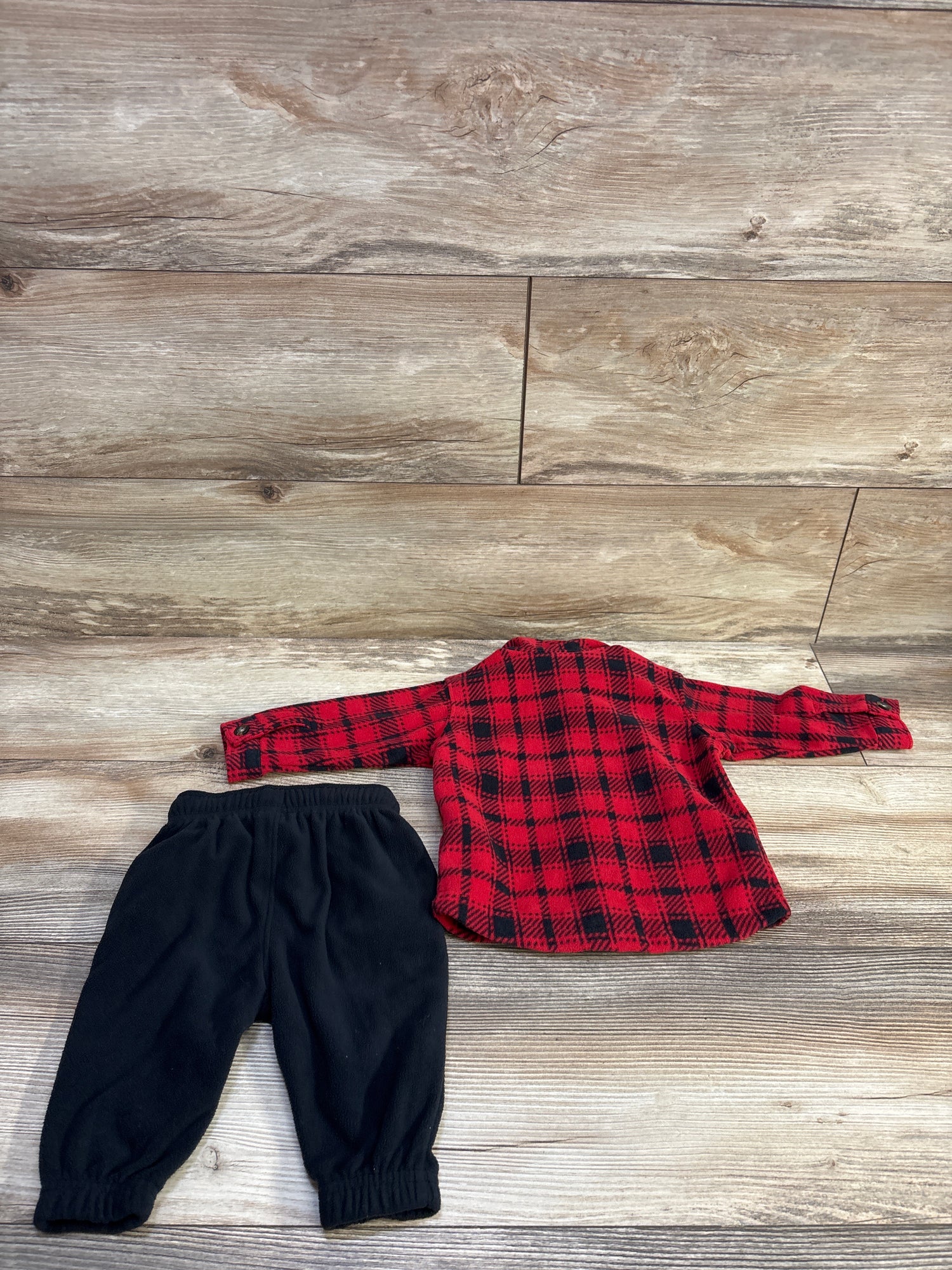 Carter's 2pc Fleece Button-Up Shirt & Pants Set Red sz 6m