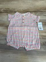 NEW Cat & Jack Plaid Shortie Romper Pink sz 3-6m