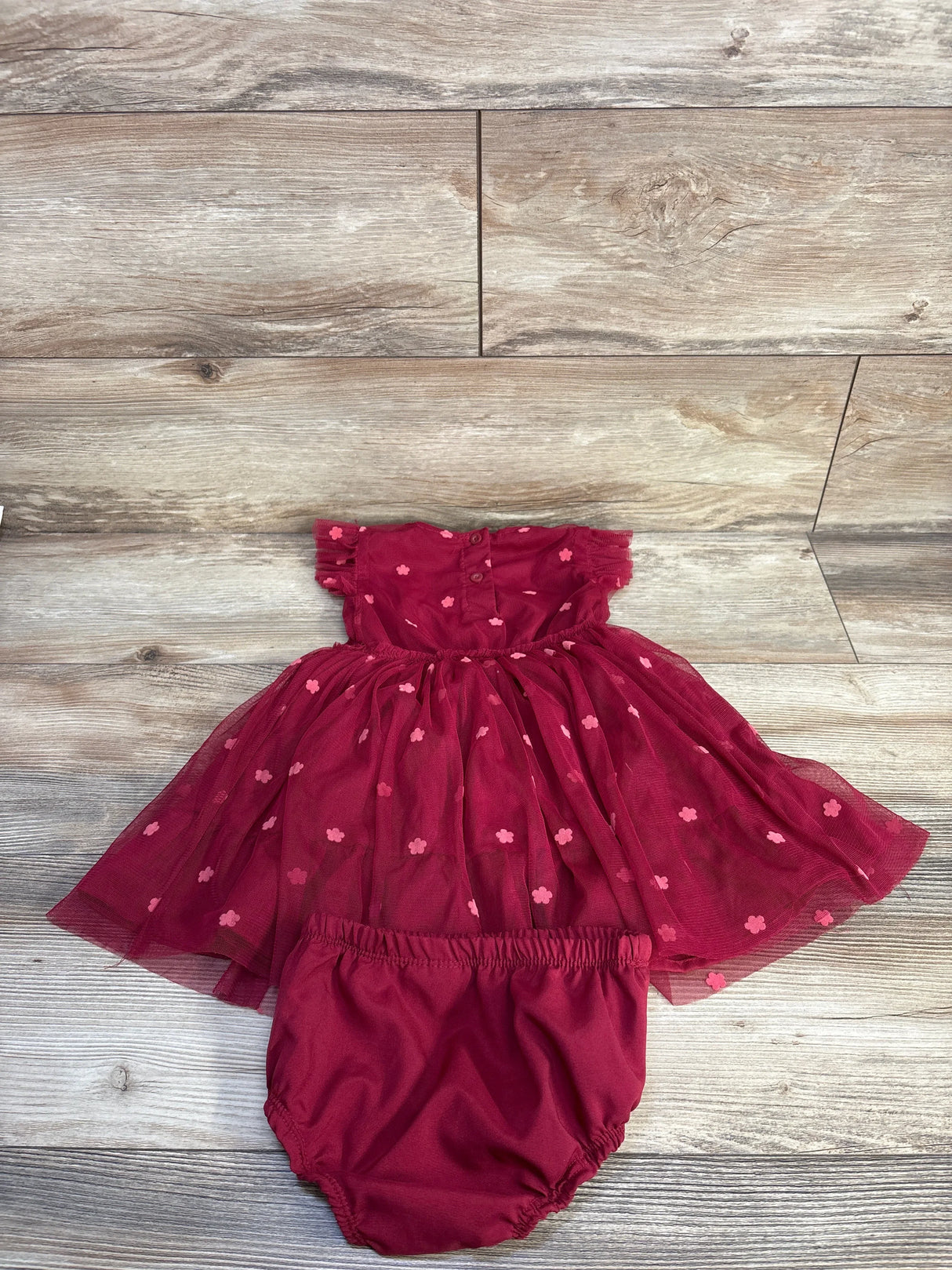 Daisy Fuentes 2pc Tulle Dress & Bloomers Set Maroon sz 24m