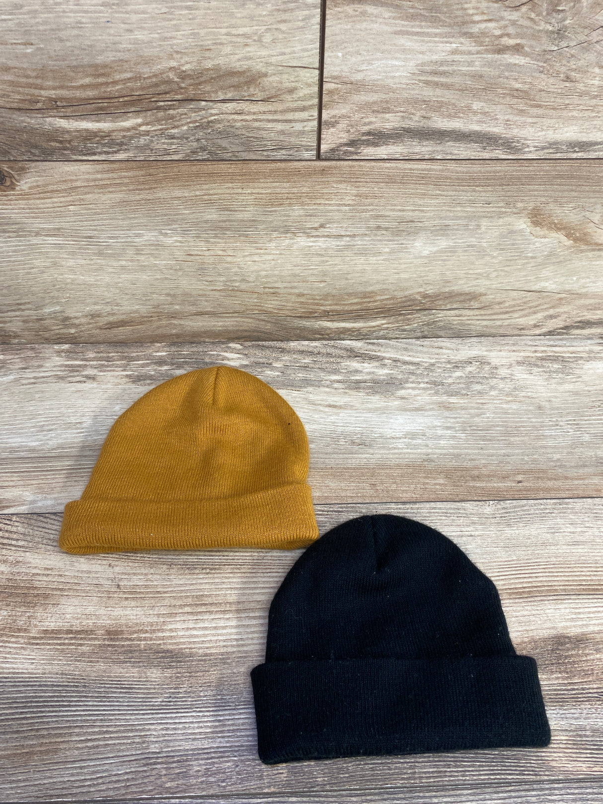 Knitted Foldover Beanie, 2pk Black/Caramel