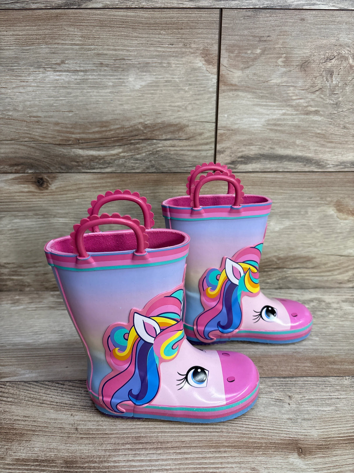 Members Mark Unicorn Rain Boots Pink sz 7/8c