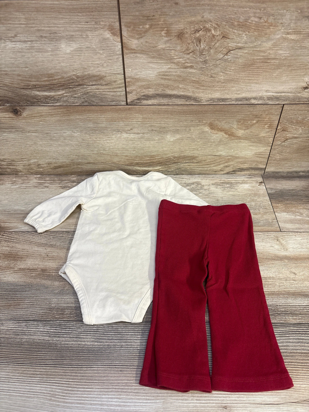 Nicole Miller 2pc Cherry Bodysuit & Ribbed Leggings Set Ivory sz 3/6m