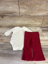 Nicole Miller 2pc Cherry Bodysuit & Ribbed Leggings Set Ivory sz 3/6m