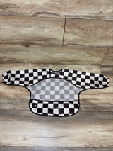 Tiny Twinkle Mess Proof/Waterproof Long Sleeve Bib Checkered Black sz 6-24m